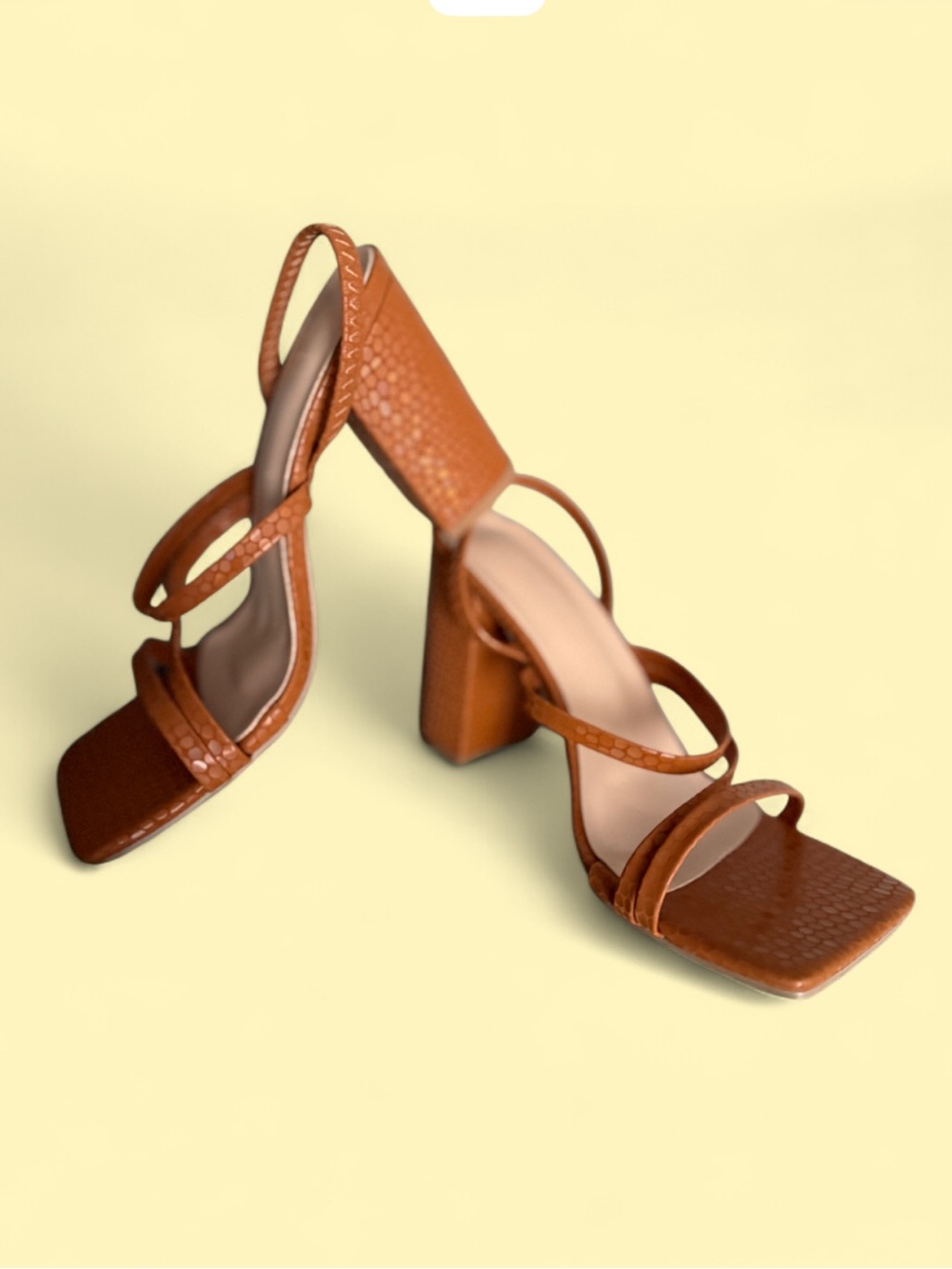 Othr Cognac Brown Strappy Block Heel Sandals